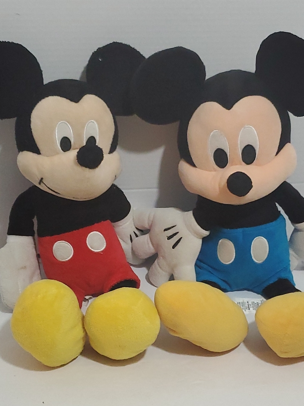 Disney Mickey Mouse Plush Pair in Red and Blue Outfits